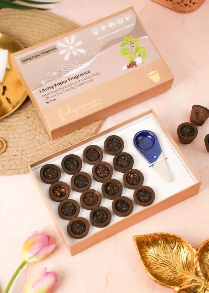 Kalyanamm Organics, luxury havan cups, sacred fragrance India, spiritual products, premium ritual items