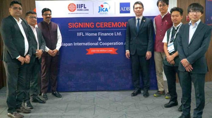 IIFL Home Finance and JICA officials signing a 150 million dollar affordable housing loan agreement